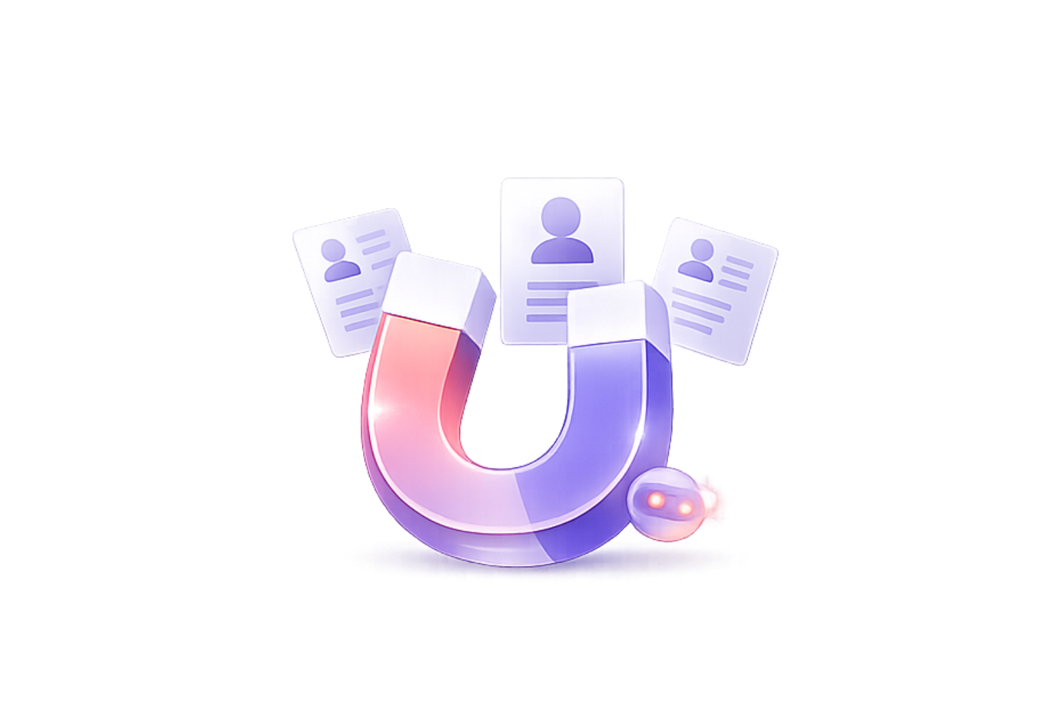 Magnet attracting candidate profiles - sourcing illustration